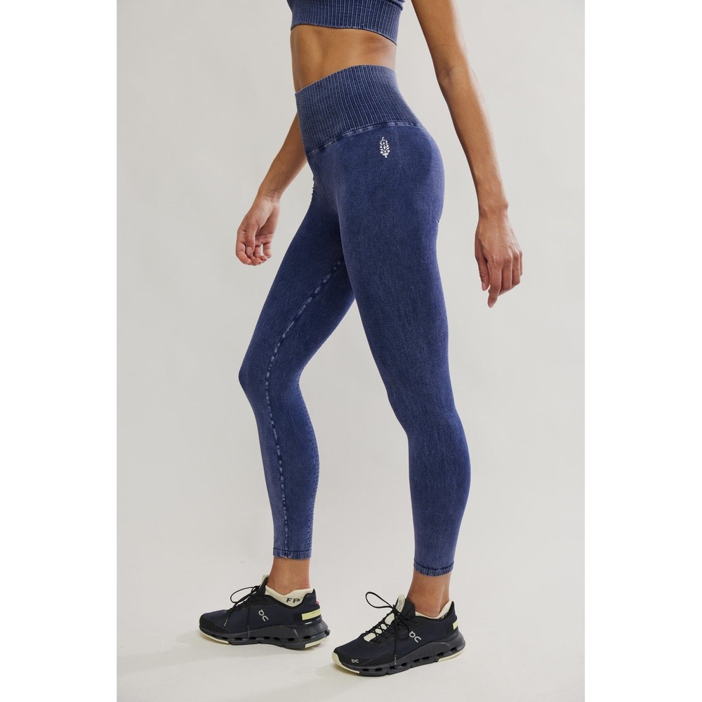 Free People Movement Good Karma Leggings Blue High Waisted Seamless M/L
